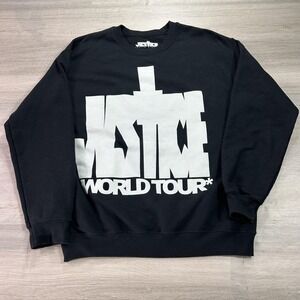 Justin‎ Bieber Sweatshirt Mens Medium Black Justice World Tour Crewneck 2022